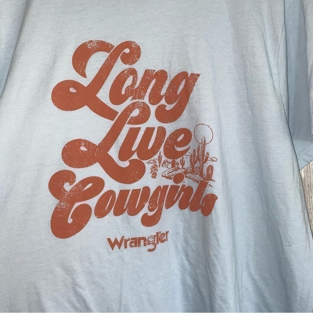 Wrangler Long Live Cowgirls Graphic Tee Baby Blue Western XXL - Picture 2 of 3